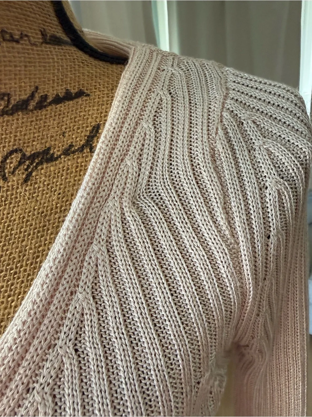 Free People Slim Ribbed V-Neck Cardigan in Blush Pink